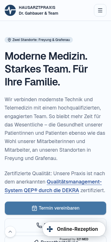 Die neue Startseite in der mobilen Ansicht auf dem Smartphone.